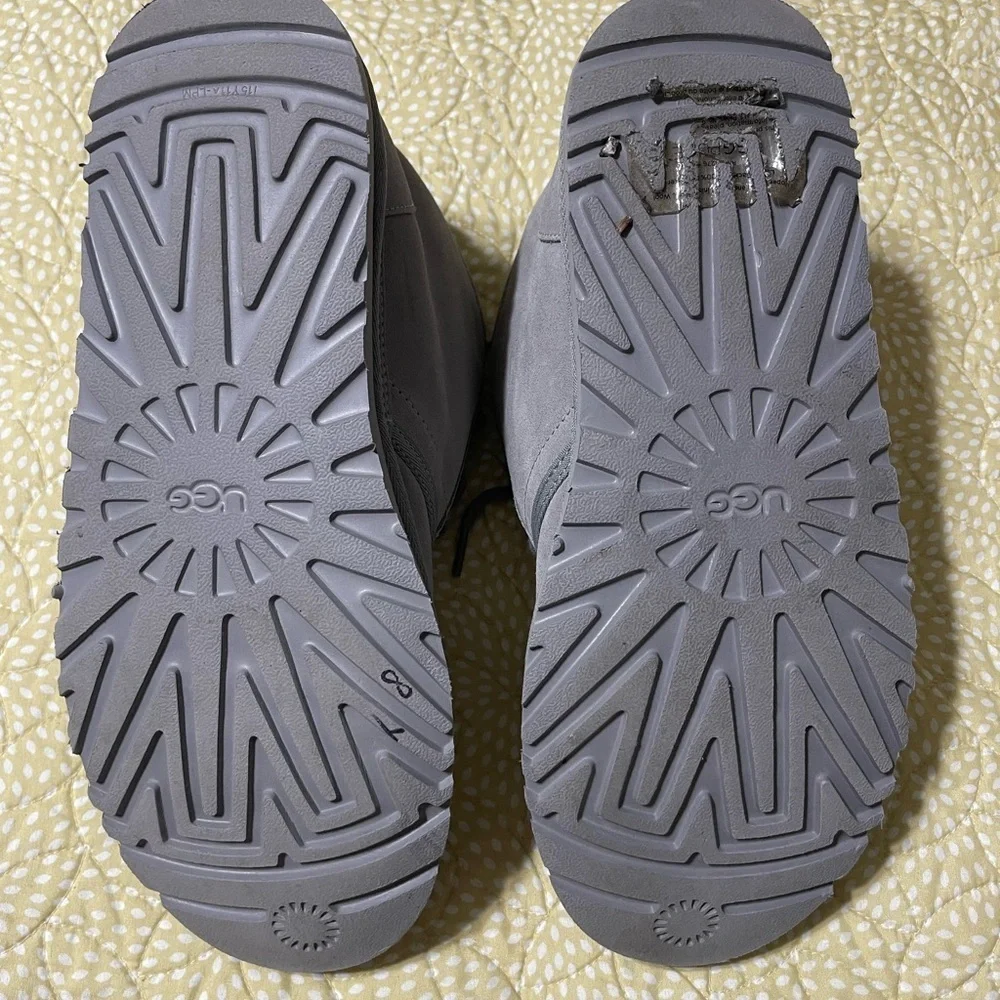 EUC UGG NEUMEL BOOT GRAY SUEDE WOOL LINED CHUKKA SHOE 12 USA 43 EU SN 1094269